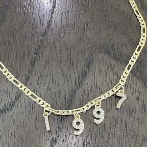 Gold Number Pendant Necklace Birthday Year